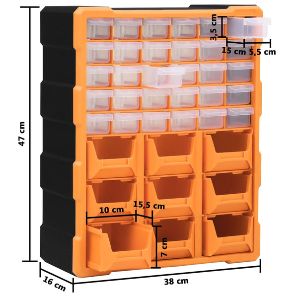 Multi-Schubladen-Organizer mit 39 Schubladen 38x16x47 cm