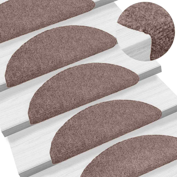 Stufenmatten Selbstklebend 5 Stk. 56x17x3 cm Hellbraun Halbrund