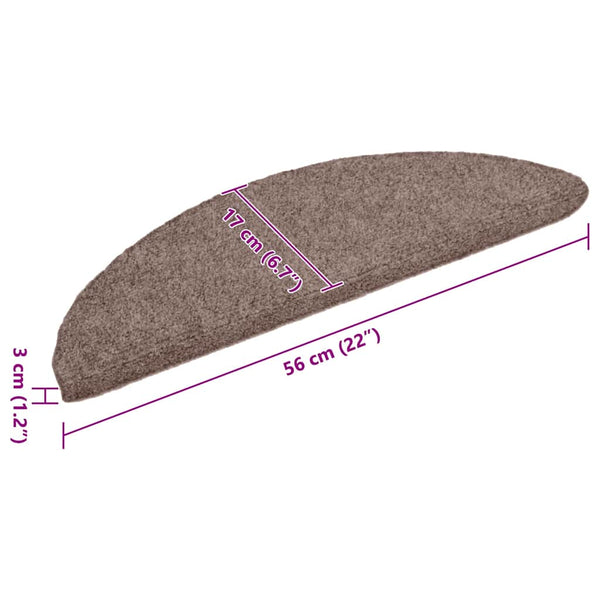 Stufenmatten Selbstklebend 10 Stk. 56x17x3 cm Hellbraun Halbrund