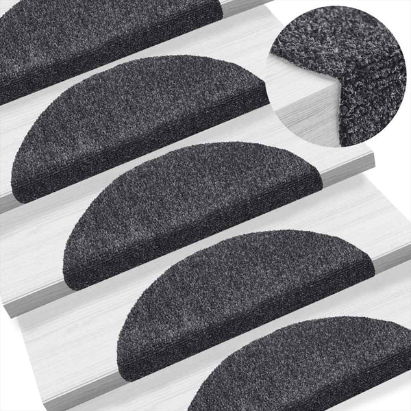 Stufenmatten Selbstklebend 10 Stk. 56x17x3 cm Dunkelgrau Halbrund