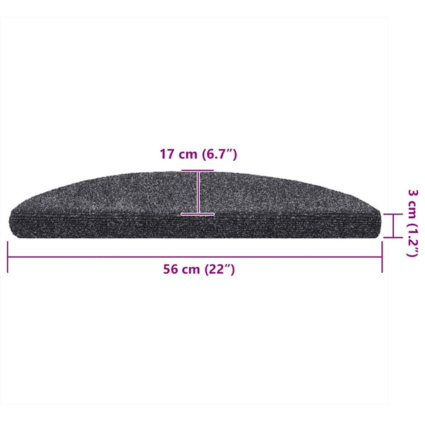 Stufenmatten Selbstklebend 10 Stk. 56x17x3 cm Dunkelgrau Halbrund