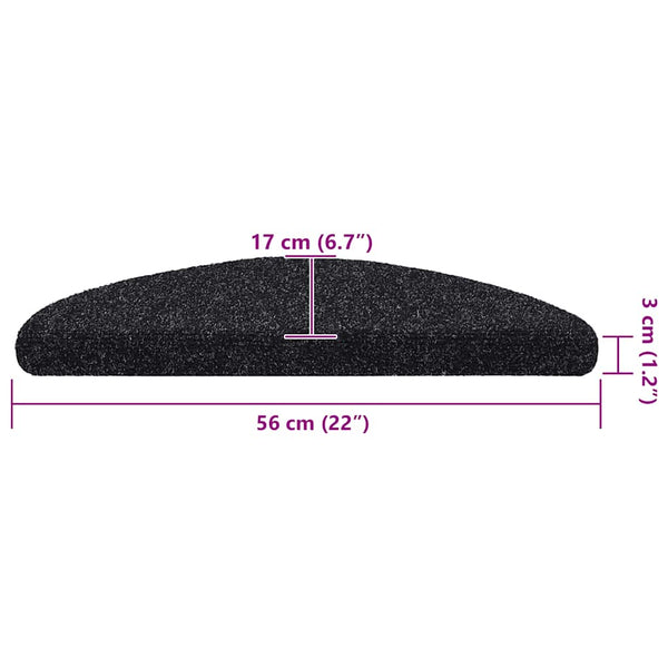 Stufenmatten Selbstklebend 5 Stk. 56x17x3 cm Schwarz Halbrund