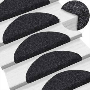 Stufenmatten Selbstklebend 10 Stk. 56x17x3 cm Schwarz Halbrund