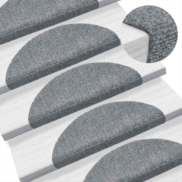 Stufenmatten Selbstklebend 5 Stk. 56x17x3 cm Hellgrau Halbrund
