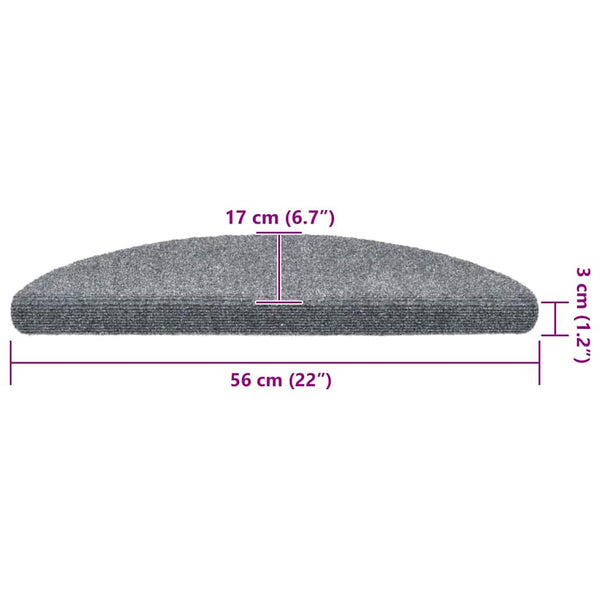 Stufenmatten Selbstklebend 5 Stk. 56x17x3 cm Hellgrau Halbrund