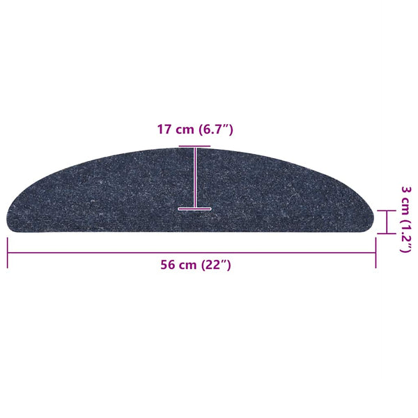 Stufenmatten Selbstklebend 10 Stk. 56x17x3 cm Blau Halbrund