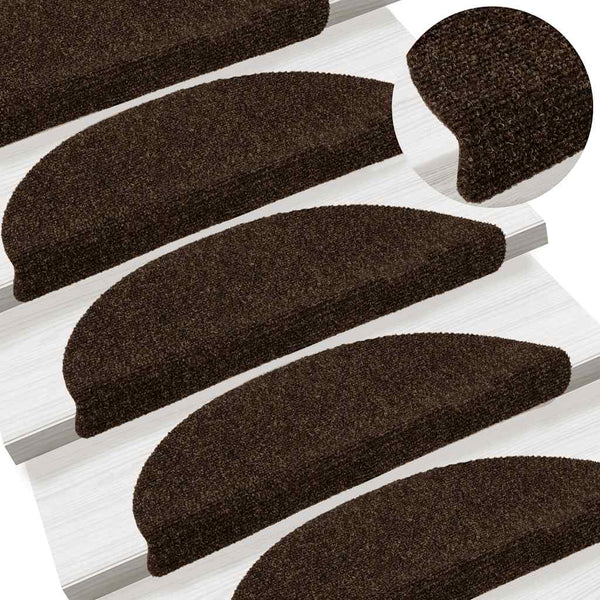 Stufenmatten Selbstklebend 10 Stk. 56x17x3 cm Braun Halbrund