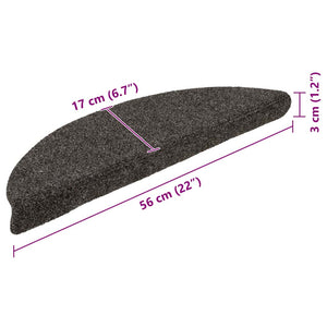Stufenmatten Selbstklebend 10 Stk. 56x17x3 cm Anthrazit Halbrund