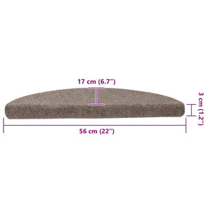 Stufenmatten Selbstklebend 5 Stk. 56x17x3 cm Beige Halbrund