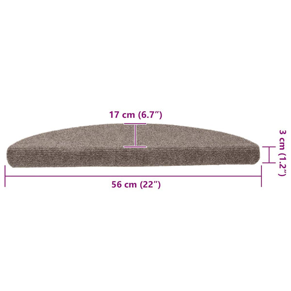 Stufenmatten Selbstklebend 10 Stk. 56x17x3 cm Beige Halbrund