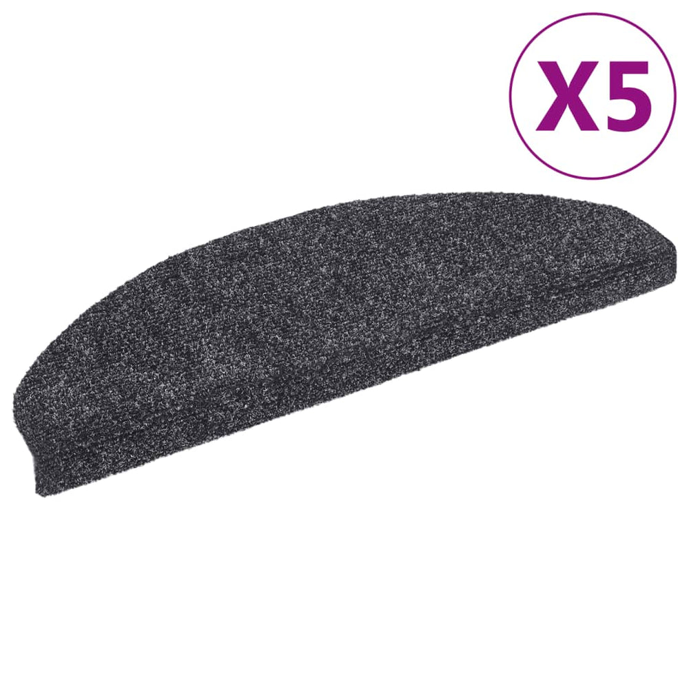 Stufenmatten Selbstklebend 5 Stk. 65x21x4 cm Dunkelgrau Halbrund Groß