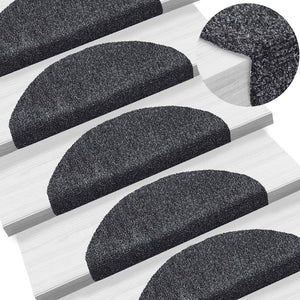 Stufenmatten Selbstklebend 5 Stk. 65x21x4 cm Dunkelgrau Halbrund Groß
