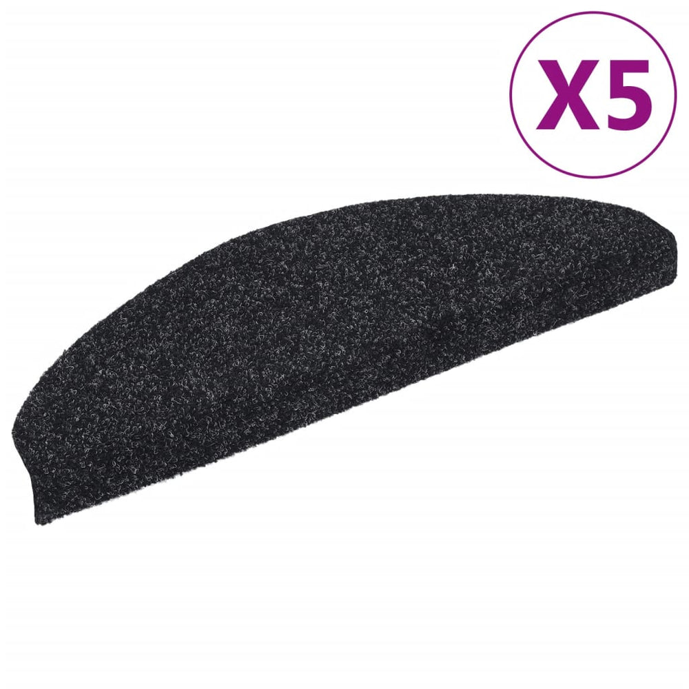Stufenmatten Selbstklebend 5 Stk. 65x21x4 cm Schwarz Halbrund Groß