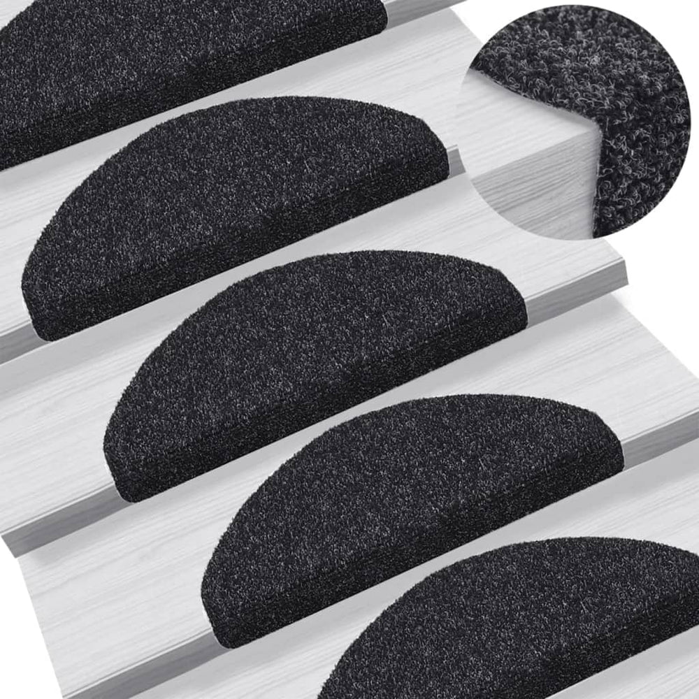 Stufenmatten Selbstklebend 5 Stk. 65x21x4 cm Schwarz Halbrund Groß