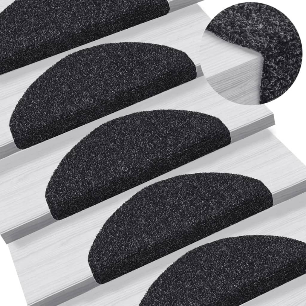 Stufenmatten Selbstklebend 5 Stk. 65x21x4 cm Schwarz Halbrund Groß