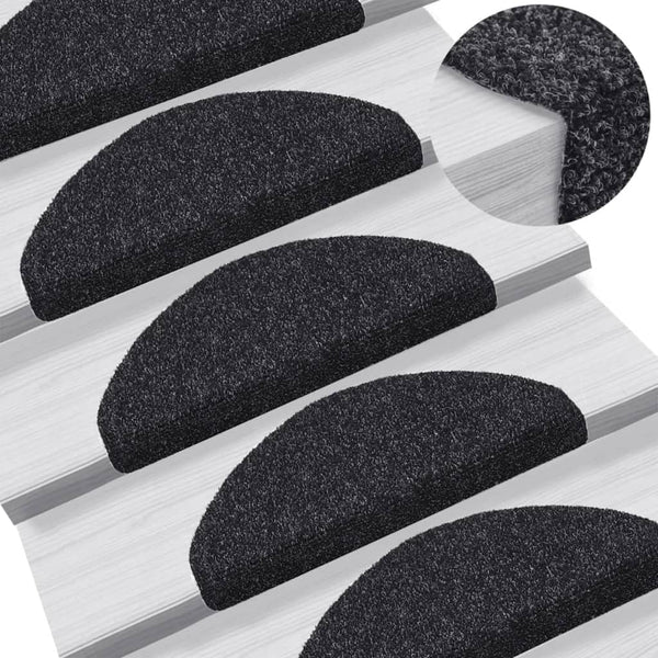 Stufenmatten Selbstklebend 5 Stk. 65x21x4 cm Schwarz Halbrund Groß