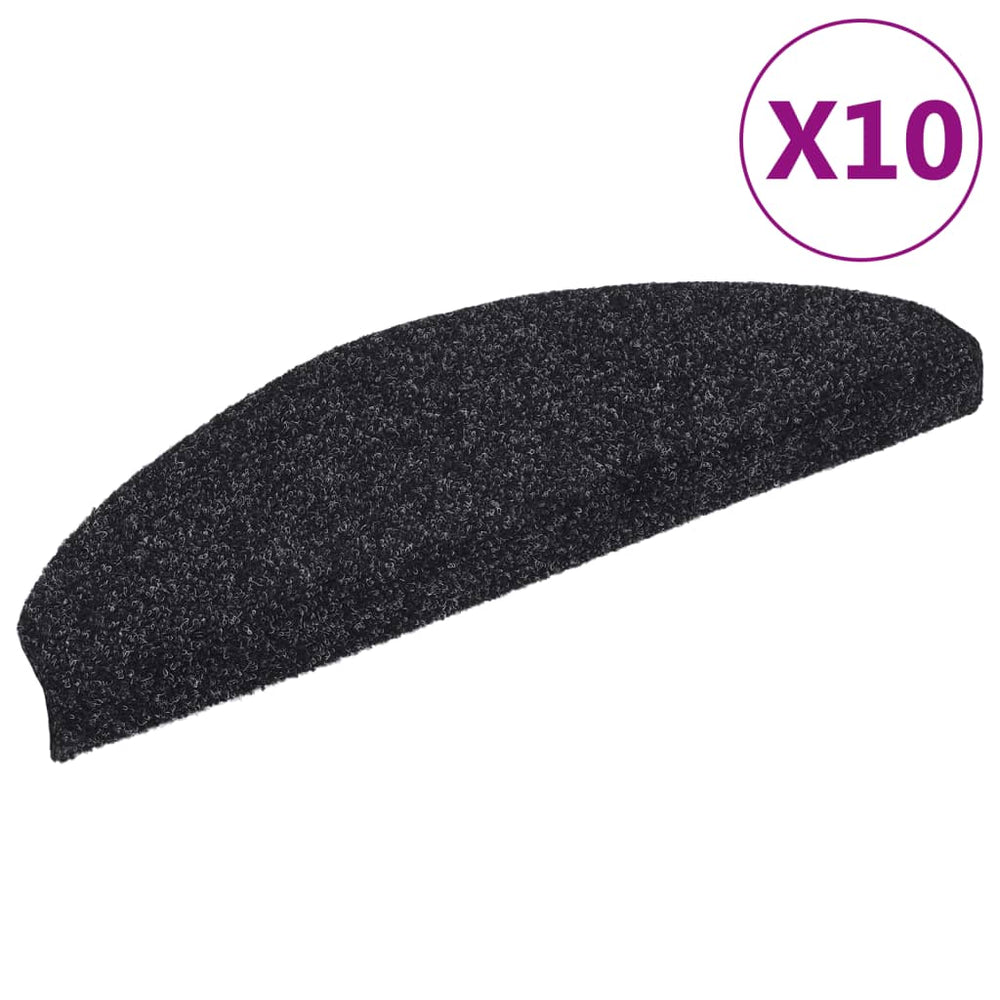 Stufenmatten Selbstklebend 10 Stk. 65x21x4 cm Schwarz Halbrund Groß