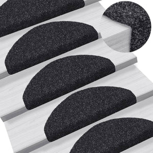 Stufenmatten Selbstklebend 10 Stk. 65x21x4 cm Schwarz Halbrund Groß