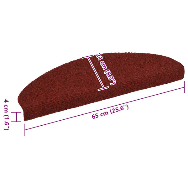 Stufenmatten Selbstklebend 10 Stk. 65x21x4 cm Bordeauxrot Halbrund Groß