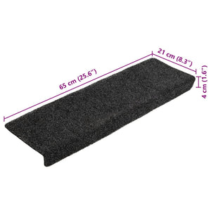 Stufenmatten Selbstklebend 5 Stk. 65x21x4 cm Dunkelgrau Rechteckiger Rand