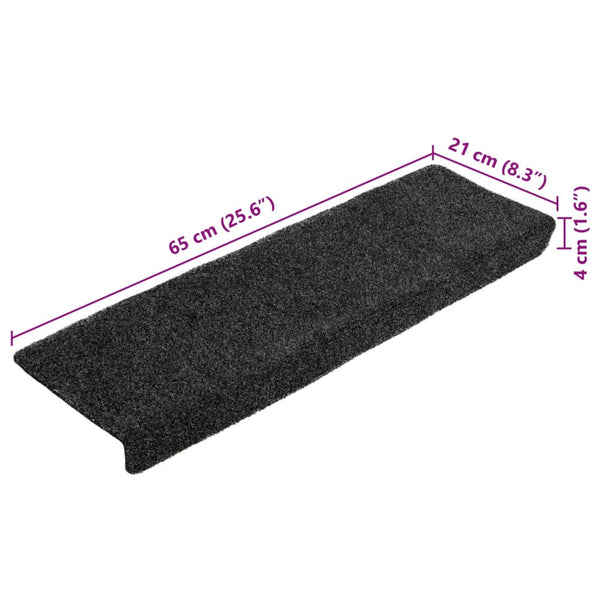 Stufenmatten Selbstklebend 5 Stk. 65x21x4 cm Dunkelgrau Rechteckiger Rand
