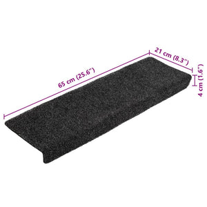 Stufenmatten Selbstklebend 10 Stk. 65x21x4 cm Dunkelgrau Rechteckiger Rand