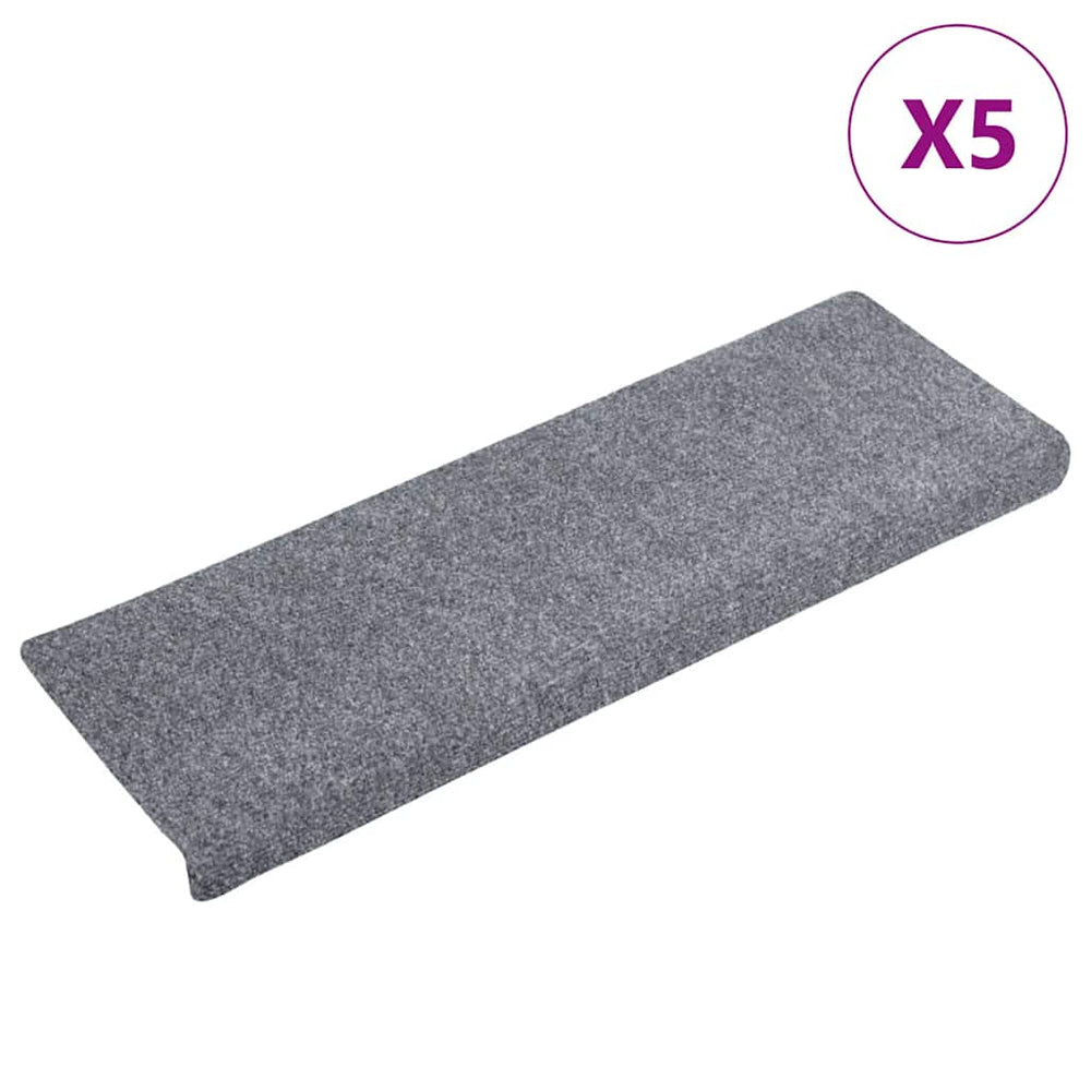 Stufenmatten Selbstklebend 5 Stk. 65x21x4 cm Hellgrau Rechteckiger Rand