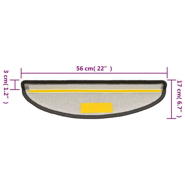 Stufenmatten 10 Stk. 56x17x3 cm Dunkelgrau Halbrund
