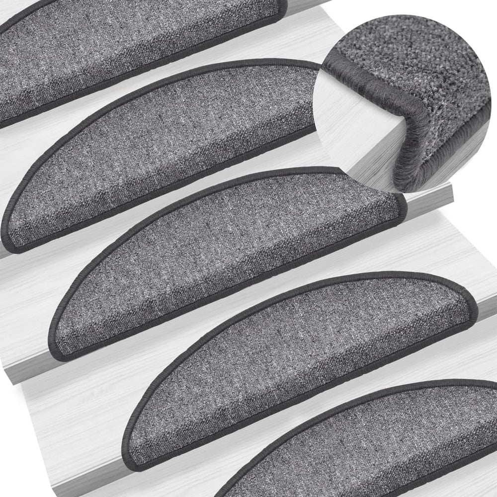 Stufenmatten 10 Stk. 56x17x3 cm Dunkelgrau Halbrund