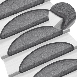 Stufenmatten 10 Stk. 56x17x3 cm Dunkelgrau Halbrund