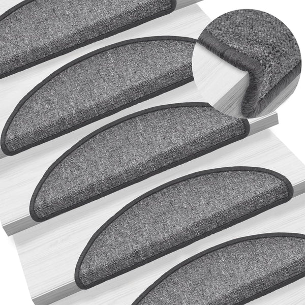 Stufenmatten 10 Stk. 56x17x3 cm Dunkelgrau Halbrund