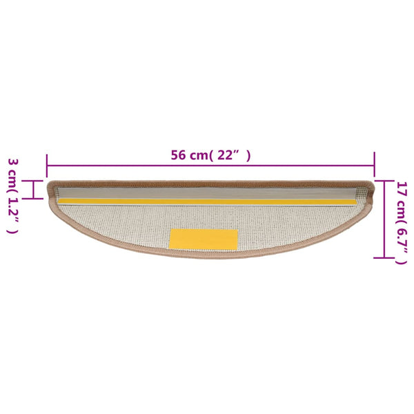 Stufenmatten 10 Stk. 56x17x3 cm Hellbraun Halbrund