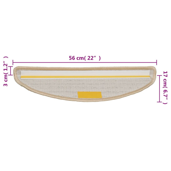 Stufenmatten 10 Stk. 56x17x3 cm Creme Halbrund