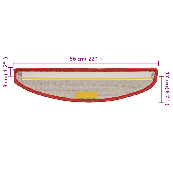 Stufenmatten 10 Stk. 56x17x3 cm Rot Halbrund