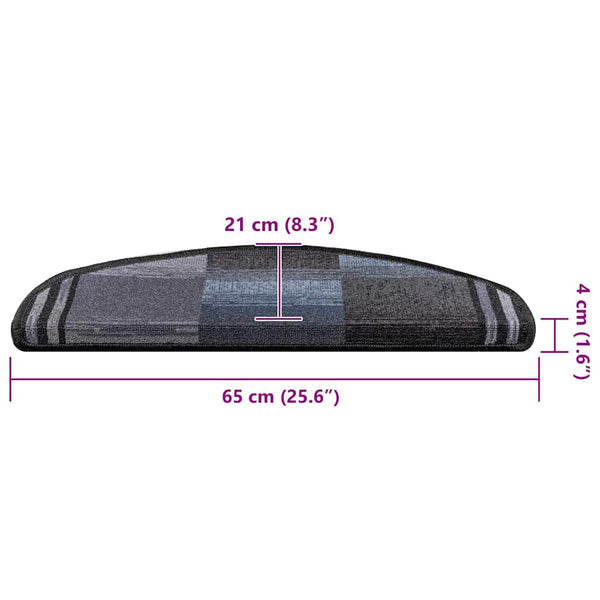 Stufenmatten Selbstklebend 5 Stk. 65x21x4 cm Schwarz Grau