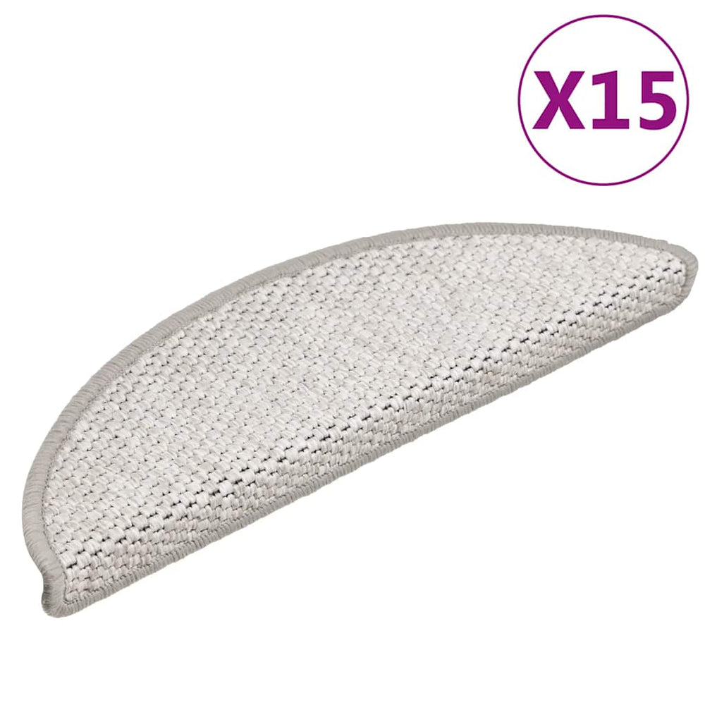 Selbstklebende Treppenmatten Sisal-Optik Platina, 15 Stk.