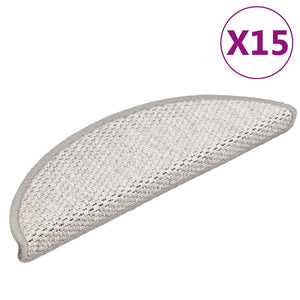 Selbstklebende Treppenmatten Sisal-Optik Platina, 15 Stk.