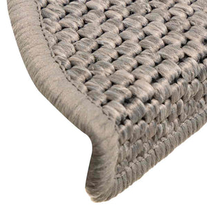 Selbstklebende Treppenmatten Sisal-Optik Silber 15er Set