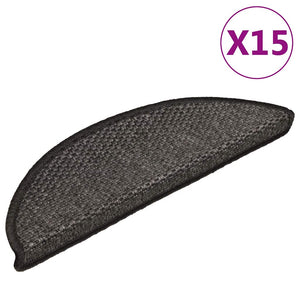 Sisal Treppenmatten Selbstklebend Anthrazit 15 Stk.