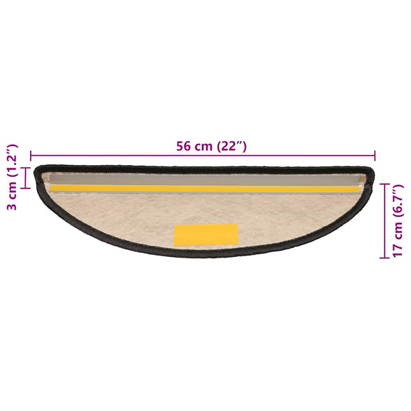 Sisal Treppenmatten Selbstklebend Anthrazit 15 Stk.