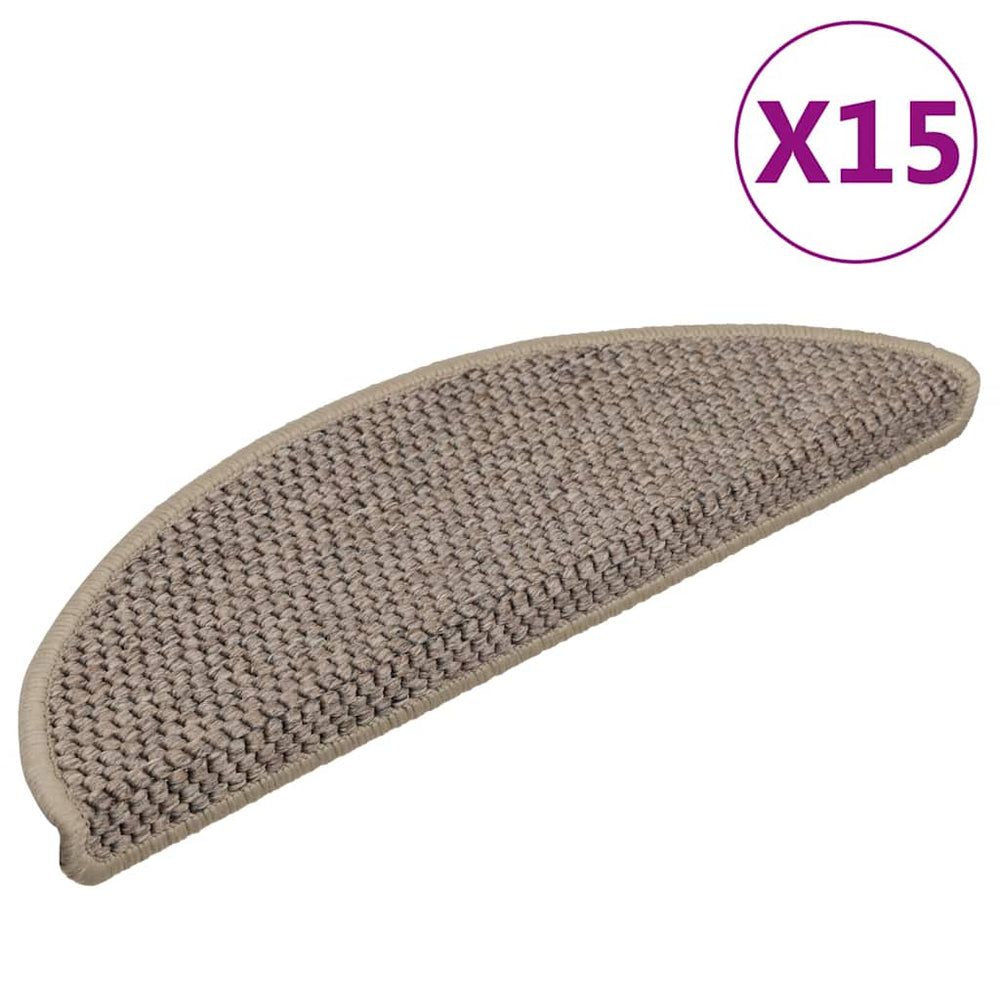Selbstklebende Treppenmatten Sisal Dunkelbeige 15 Stk.