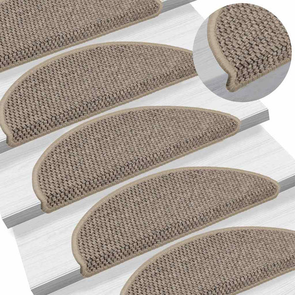 Selbstklebende Treppenmatten Sisal Dunkelbeige 15 Stk.