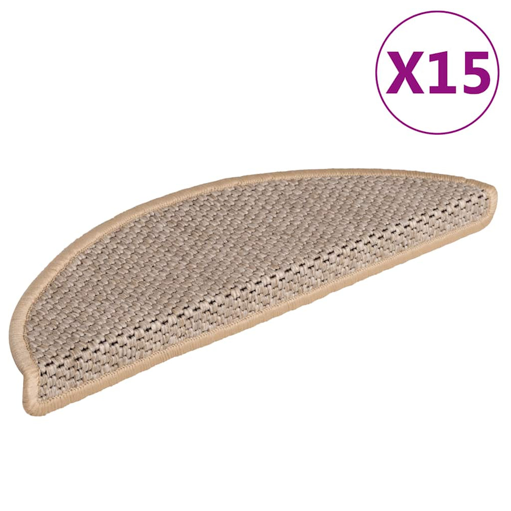 Sisal Treppenmatten Selbstklebend Hellbeige 15 Stk.