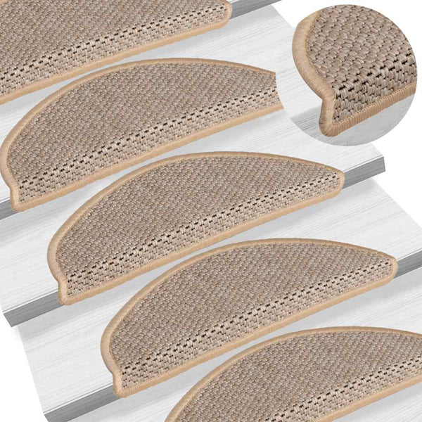 Sisal Treppenmatten Selbstklebend Hellbeige 15 Stk.