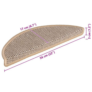 Sisal Treppenmatten Selbstklebend Hellbeige 15 Stk.