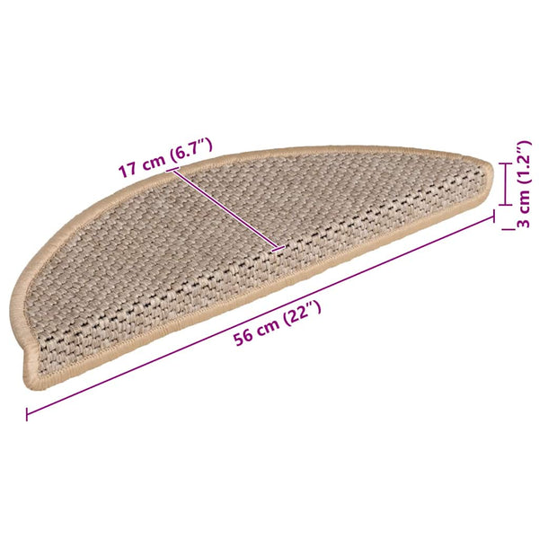 Sisal Treppenmatten Selbstklebend Hellbeige 15 Stk.