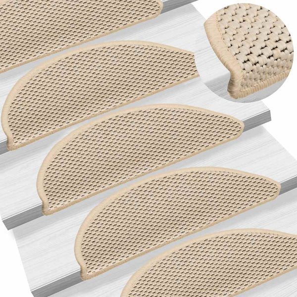 Selbstklebende Treppenmatten Sisal Optik Berber, 15er Set