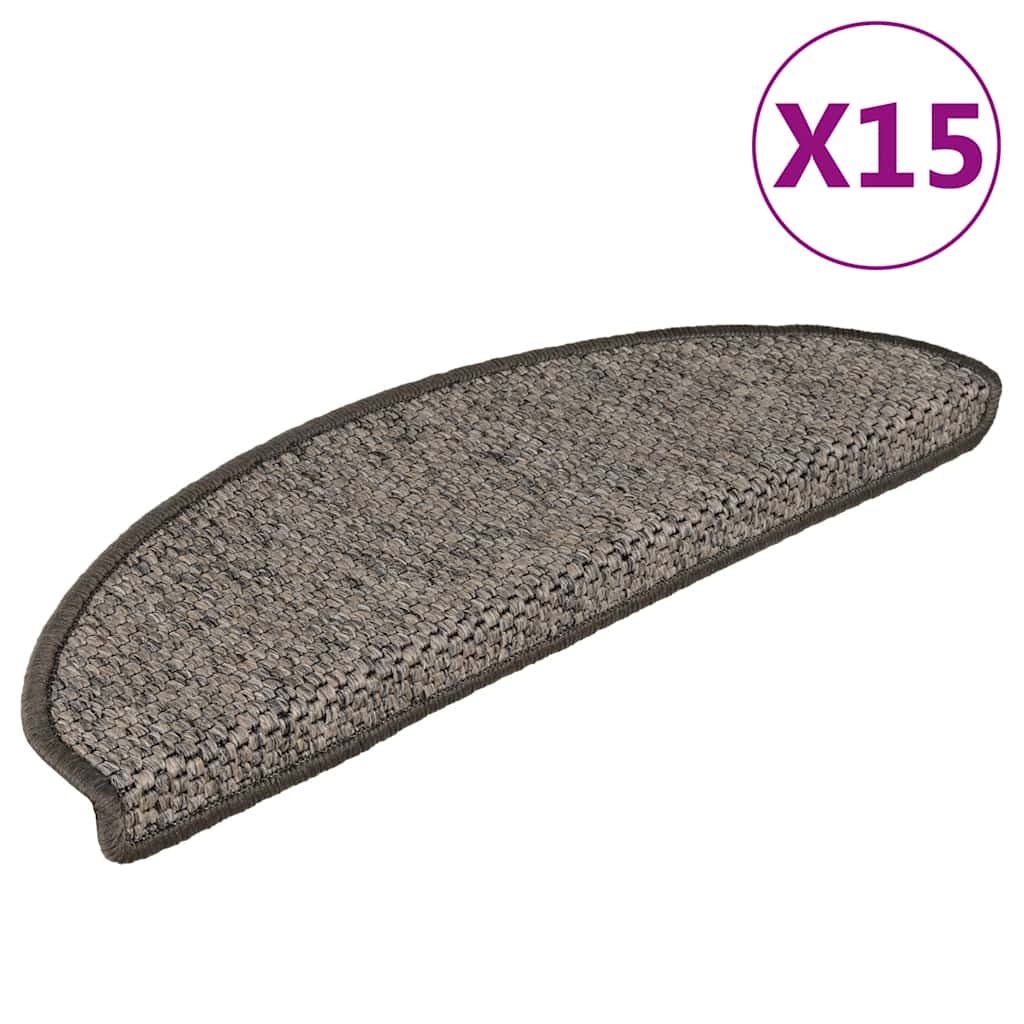 Selbstklebende Treppenmatten Sisal Grau-Beige 15 Stk.