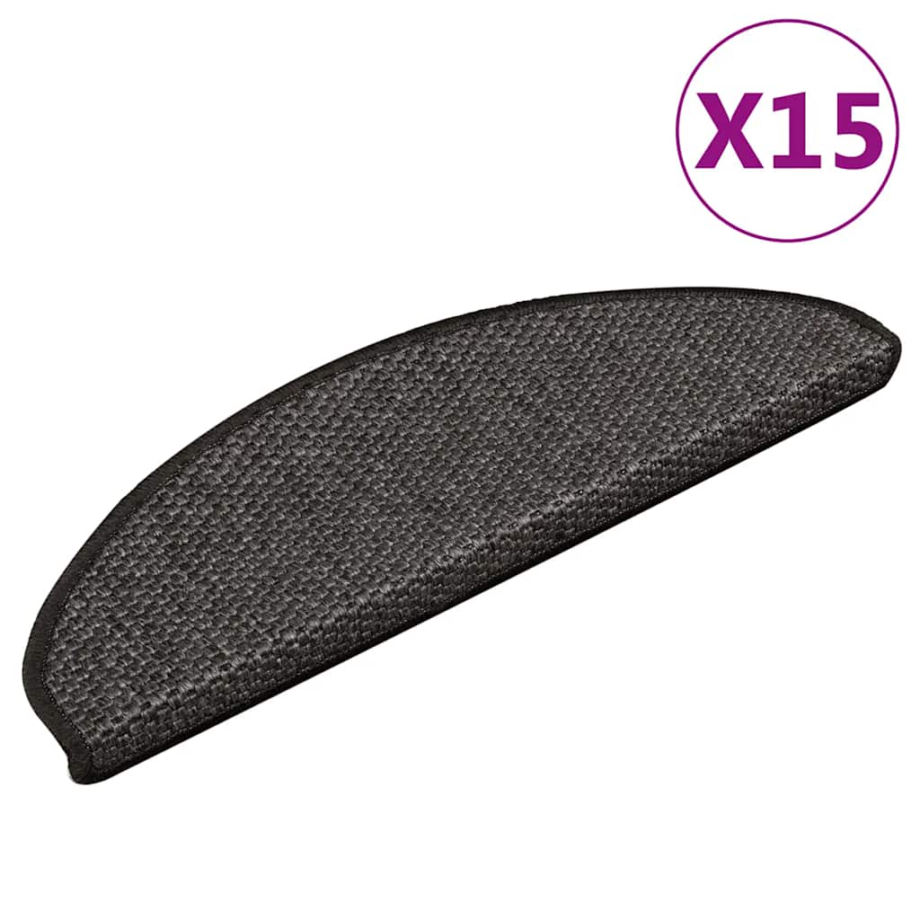 Sisal Treppenmatten Selbstklebend Anthrazit 15 Stk.