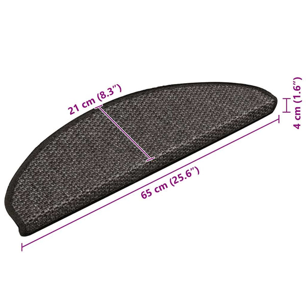Sisal Treppenmatten Selbstklebend Anthrazit 15 Stk.